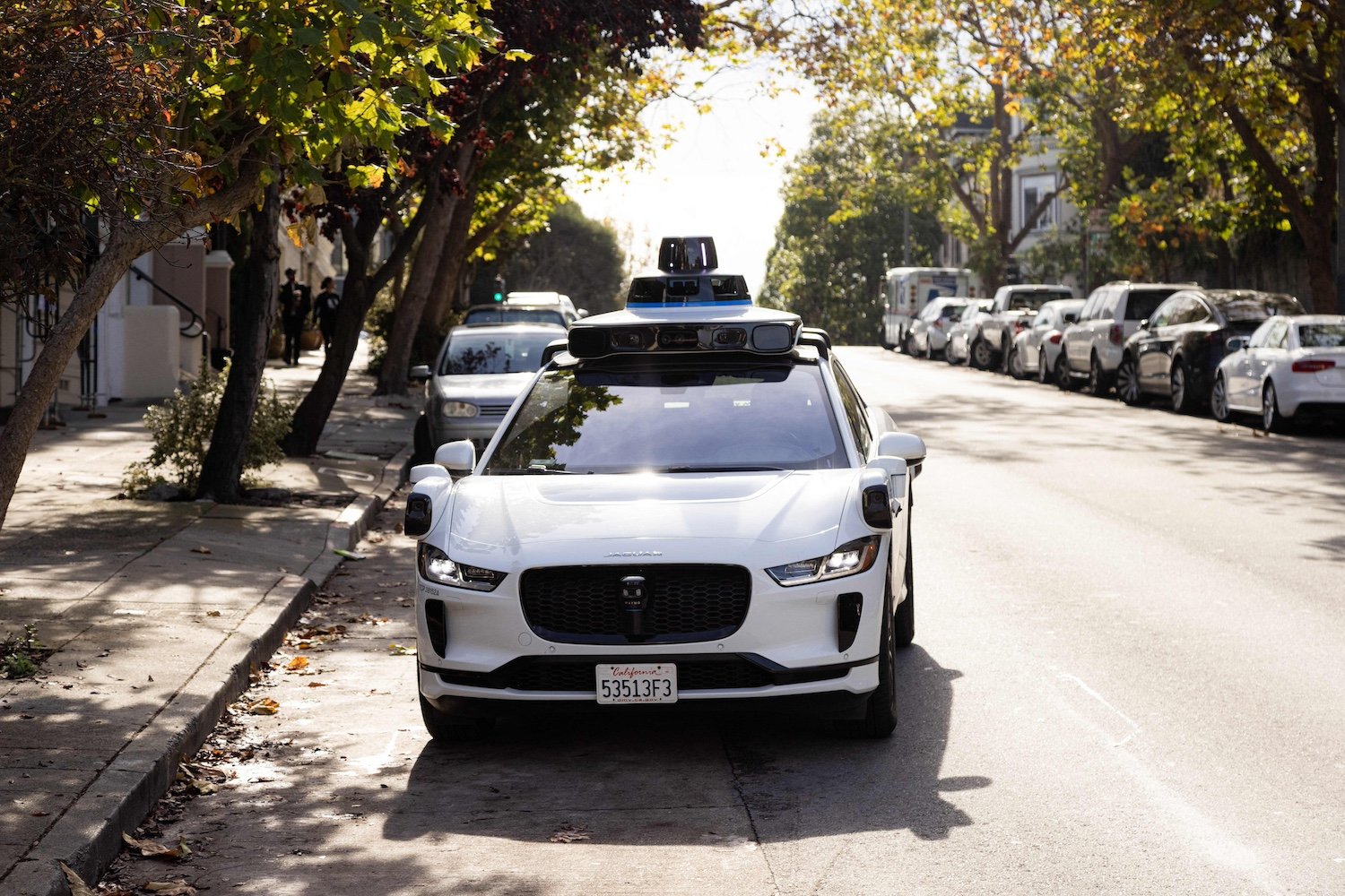 A Waymo on Steiner Street in San Francisco