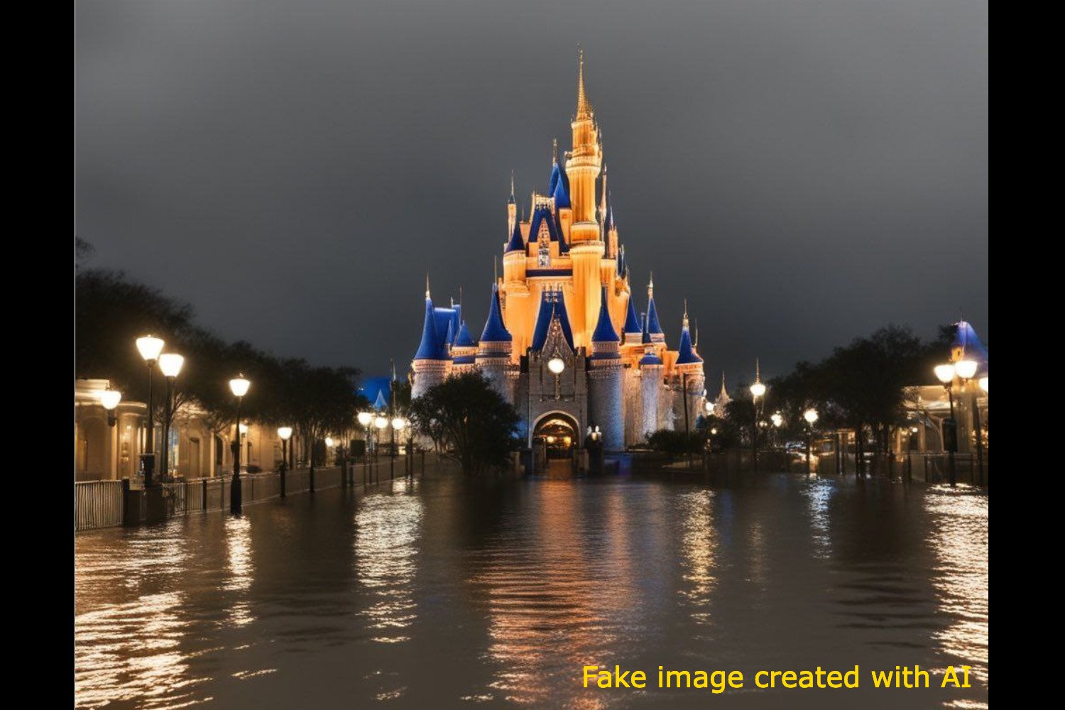 Fake image that's gone viral purporting to show Walt Disney World flooded after Hurricane Milton.