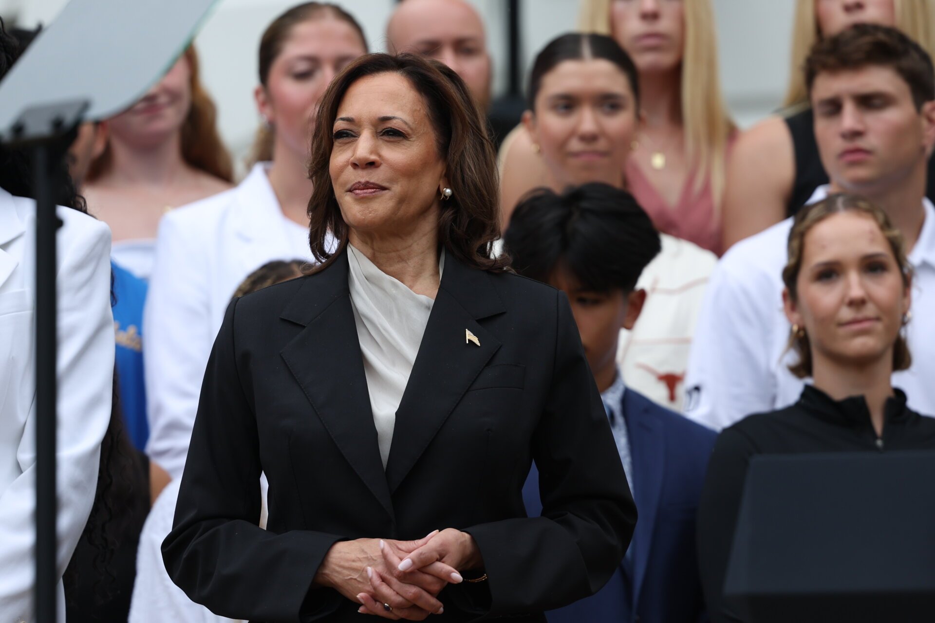 Kamala Harris on the South Lawn of the White House in Washington, DC, US, on Monday, July 22, 2024.