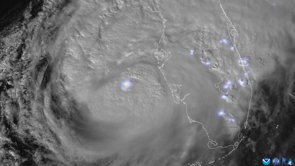 Thunderstorm cells wreak havoc on eastern Florida as Hurricane Milton makes landfall.